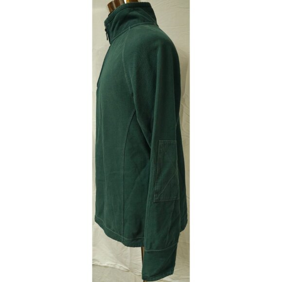Ascend Mens Medium Green Canvas Textured 1/4 Zip Heavyweight Long Sleeve Shirt - Picture 5 of 13